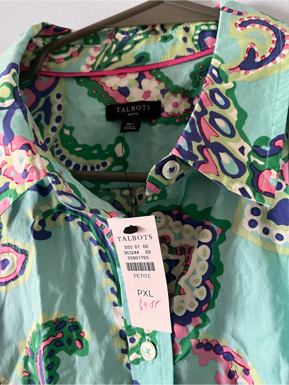 Talbots Floral Paisley Button-down Shirt NWT Petite XL 100% Cotton - Picture 2 of 7